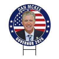 Dan McKee For Rhode Island Governor 2026 Yard Sign, Corrugated Plastic Governor Elections Race Red White & Blue Yard Sign with Metal H-Stake