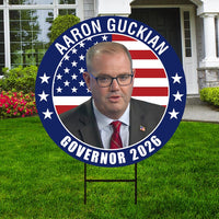 Aaron Guckian For Rhode Island Governor 2026 Yard Sign, Corrugated Governor Elections Race Red White & Blue Yard Sign with Metal H-Stake