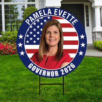 Pamela Evette For South Carolina Governor 2026 Yard Sign, Corrugated Governor Elections Race Red White & Blue Yard Sign with Metal H-Stake