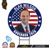 Alan Wilson For South Carolina Governor 2026 Yard Sign, Corrugated Governor Elections Race Red White & Blue Yard Sign with Metal H-Stake