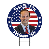 Alan Wilson For South Carolina Governor 2026 Yard Sign, Corrugated Governor Elections Race Red White & Blue Yard Sign with Metal H-Stake