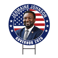 Jermaine Johnson For South Carolina Governor 2026 Yard Sign, Corrugated Governor Elections Race Red White Blue Yard Sign with Metal H-Stake