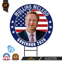 Mullins McLeod For South Carolina Governor 2026 Yard Sign, Corrugated Governor Elections Race Red White & Blue Yard Sign with Metal H-Stake