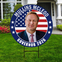 Mullins McLeod For South Carolina Governor 2026 Yard Sign, Corrugated Governor Elections Race Red White & Blue Yard Sign with Metal H-Stake