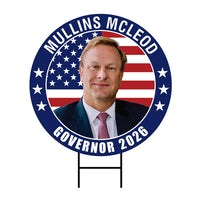 Mullins McLeod For South Carolina Governor 2026 Yard Sign, Corrugated Governor Elections Race Red White & Blue Yard Sign with Metal H-Stake