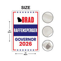 Brad Raffensperger For Georgia Governor 2026 Garden Flag, Double Sided, 2026 Governor Flag, Elections Flag, Race Red White & Blue Flag