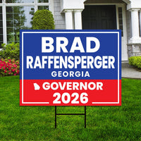 Brad Raffensperger For Georgia Governor 2026 Yard Sign, Corrugated Governor Elections Race Red White & Blue Yard Sign with Metal H-Stake