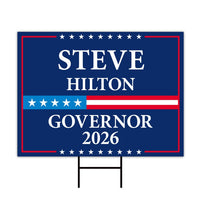 Steve Hilton For California Governor 2026 Yard Sign, Corrugated Plastic Governor Elections Race Red White Blue Yard Sign with Metal H-Stake