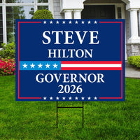 Steve Hilton For California Governor 2026 Yard Sign, Corrugated Plastic Governor Elections Race Red White Blue Yard Sign with Metal H-Stake