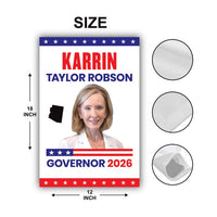 Karrin Taylor Robson For Arizona Governor 2026 Garden Flag, Double Sided, 2026 Governor Flag, Elections Flag, Race Red White & Blue Flag