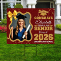 Personalized Graduation 2026 Yard Sign with Photo, Class of 2026 Senior Decor, High School, College Graduation Yard Sign with Metal H-Stake