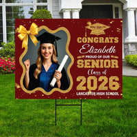 Personalized Graduation 2026 Yard Sign with Photo, Class of 2026 Senior Decor, High School, College Graduation Yard Sign with Metal H-Stake