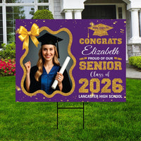 Personalized Graduation 2026 Yard Sign with Photo, Class of 2026 Senior Decor, High School, College Graduation Yard Sign with Metal H-Stake