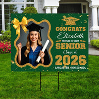 Personalized Graduation 2026 Yard Sign with Photo, Class of 2026 Senior Decor, High School, College Graduation Yard Sign with Metal H-Stake