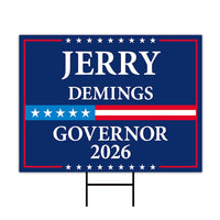 Jerry Demings For Florida Governor 2026 Yard Sign, Corrugated Plastic Governor Elections Race Red White & Blue Yard Sign with Metal H-Stake