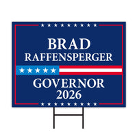 Brad Raffensperger For Georgia Governor 2026 Yard Sign, Corrugated Governor Elections Race Red White & Blue Yard Sign with Metal H-Stake