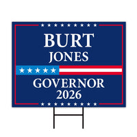Burt Jones For Georgia Governor 2026 Yard Sign, Corrugated Plastic Governor Elections Race Red White & Blue Yard Sign with Metal H-Stake