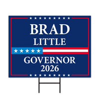 Brad Little For Idaho Governor 2026 Yard Sign, Corrugated Plastic Governor Elections Race Red White & Blue Yard Sign with Metal H-Stake