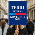 Terri Pickens For Idaho Governor 2026 Election Sign, Political Campaign Sign, Democratic party, Governor Election 2026 Race Poster Sign