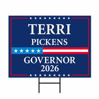 Terri Pickens For Idaho Governor 2026 Yard Sign, Corrugated Plastic Governor Elections Race Red White & Blue Yard Sign with Metal H-Stake