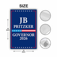 JB Pritzker For Illinois Governor 2026 Garden Flag, Double Sided, 2026 Governor Flag, Democrate, Elections Flag, Race Red White & Blue Flag