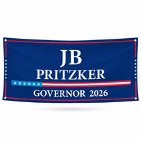 JB Pritzker For Illinois U.S. Governor Banner Sign, 13 oz Waterproof US Governor Election 2026 Vinyl Banner With Metal Grommets