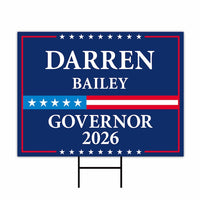 Darren Bailey For Illinois Governor 2026 Yard Sign, Corrugated Plastic Governor Elections Race Red White & Blue Yard Sign with Metal H-Stake