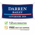 Darren Bailey For Illinois U.S. Governor Banner Sign, 13 oz Waterproof US Governor Election 2026 Vinyl Banner With Metal Grommets