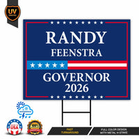 Randy Feenstra For Iowa Governor 2026 Yard Sign, Corrugated Plastic Governor Elections Race Red White & Blue Yard Sign with Metal H-Stake