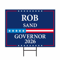Rob Sand For Iowa Governor 2026 Yard Sign, Corrugated Plastic Governor Elections Race Red White & Blue Yard Sign with Metal H-Stake