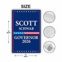 Scott Schwab For Kansas Governor 2026 Garden Flag, Double Sided, 2026 Governor Flag, Republican, Elections Flag, Race Red White & Blue Flag