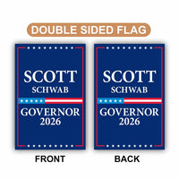 Scott Schwab For Kansas Governor 2026 Garden Flag, Double Sided, 2026 Governor Flag, Republican, Elections Flag, Race Red White & Blue Flag