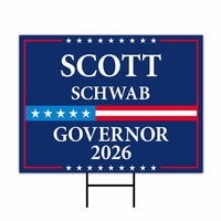 Scott Schwab For Kansas Governor 2026 Yard Sign, Corrugated Plastic Governor Elections Race Red White & Blue Yard Sign with Metal H-Stake