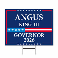 Angus King III For Maine Governor 2026 Yard Sign, Corrugated Plastic Governor Elections Race Red White & Blue Yard Sign with Metal H-Stake