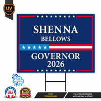 Shenna Bellows For Maine Governor 2026 Yard Sign, Corrugated Plastic Governor Elections Race Red White & Blue Yard Sign with Metal H-Stake