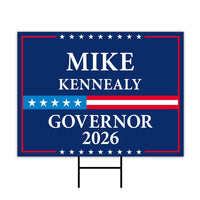 Mike Kennealy For Massachusetts Governor 2026 Yard Sign, Corrugated Governor Elections Race Red White & Blue Yard Sign with Metal H-Stake