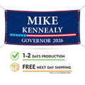 Mike Kennealy For Massachusetts U.S. Governor Banner Sign, 13 oz Waterproof US Governor Election 2026 Vinyl Banner With Metal Grommets