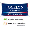Jocelyn Benson For Michigan U.S. Governor Banner Sign, 13 oz Waterproof US Governor Election 2026 Vinyl Banner With Metal Grommets