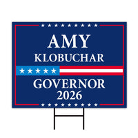 Amy Klobuchar For Minnesota Governor 2026 Yard Sign, Corrugated Plastic Governor Elections Race Red White Blue Yard Sign with Metal H-Stake