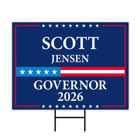 Scott Jensen For Minnesota Governor 2026 Yard Sign, Corrugated Plastic Governor Elections Race Red White & Blue Yard Sign with Metal H-Stake