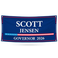 Scott Jensen For Minnesota U.S. Governor Banner Sign, 13 oz Waterproof US Governor Election 2026 Vinyl Banner With Metal Grommets
