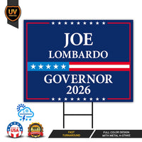 Joe Lombardo For Nevada Governor 2026 Yard Sign, Corrugated Plastic Governor Elections Race Red White & Blue Yard Sign with Metal H-Stake