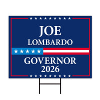Joe Lombardo For Nevada Governor 2026 Yard Sign, Corrugated Plastic Governor Elections Race Red White & Blue Yard Sign with Metal H-Stake