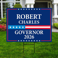 Robert B. Charles For Maine Governor 2026 Yard Sign, Corrugated Plastic Governor Elections Race Red White Blue Yard Sign with Metal H-Stake
