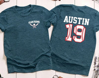 Custom Baseball Team Shirt, Baseball Mom Shirt, Baseball Player Tee, Pocket Baseball Name Shirt, Number Baseball Shirt, Front Back