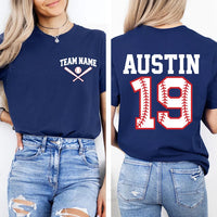 Custom Baseball Team Shirt, Baseball Mom Shirt, Baseball Player Tee, Pocket Baseball Name Shirt, Number Baseball Shirt, Front Back
