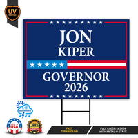 Jon Kiper For New Hampshire Governor 2026 Yard Sign, Corrugated Plastic Governor Elections Race Red White Blue Yard Sign with Metal H-Stake