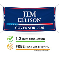 Jim Ellison For New Mexico U.S. Governor Banner Sign, 13 oz Waterproof US Governor Election 2026 Vinyl Banner With Metal Grommets