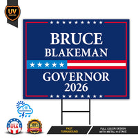 Bruce Blakeman For New York Governor 2026 Yard Sign, Corrugated Plastic Governor Elections Race Red White Blue Yard Sign with Metal H-Stake