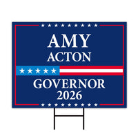 Amy Acton For Ohio Governor 2026 Yard Sign, Corrugated Plastic Governor Elections Race Red White & Blue Yard Sign with Metal H-Stake
